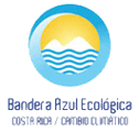 Logotipo del programa Bandera Azul Ecológica de Costa Rica con sol, montañas y olas